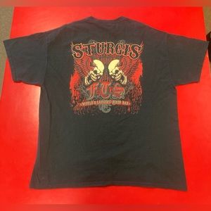 Sturgis Annual Bike Rally FJS Biker Bar Skulls & Wings Graphic Black T-Shirt XL